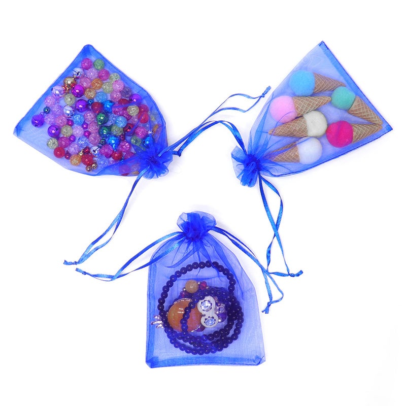 Bezall 100Pcs Royal Blue Organza Bags 3x4 Inch, Small Mesh Bags Drawstring Gift Bags Baby Shower Wedding Party Favor Bags Jewelry Candy Pouches - Image 5